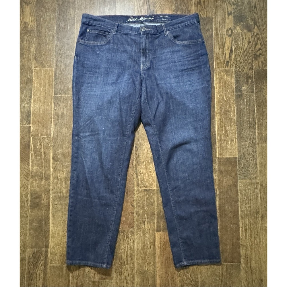 Eddie Bauer Jeans Womens 16 Blue Light Wash Boyfriend Mid Rise Slim Stretch